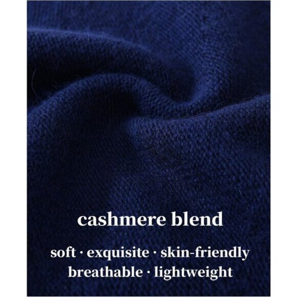 Women's Navy 50%Acrylic,30%Viscose,20%Angora jaxmonoy Slouchy Knit Beanie Hat - Picture 2 of 6